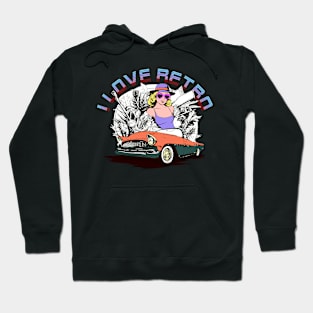 i love retro themed car and girl design Hoodie